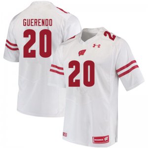 Men's Wisconsin Badgers NCAA #20 Isaac Guerendo White Authentic Under Armour Stitched College Football Jersey FZ31E04DF